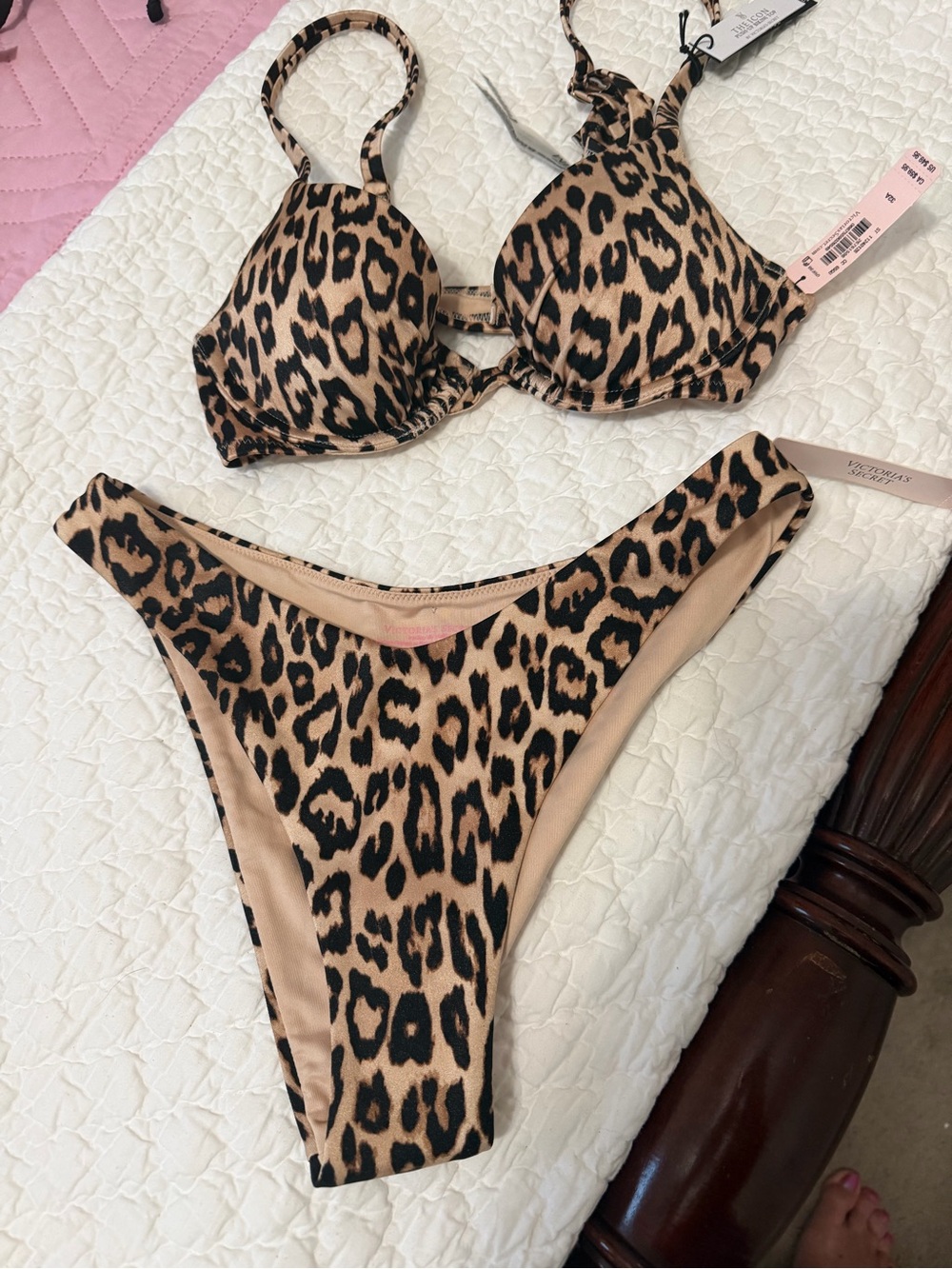 Victoria's Secret Leopard Print Bikini in Tan and Black